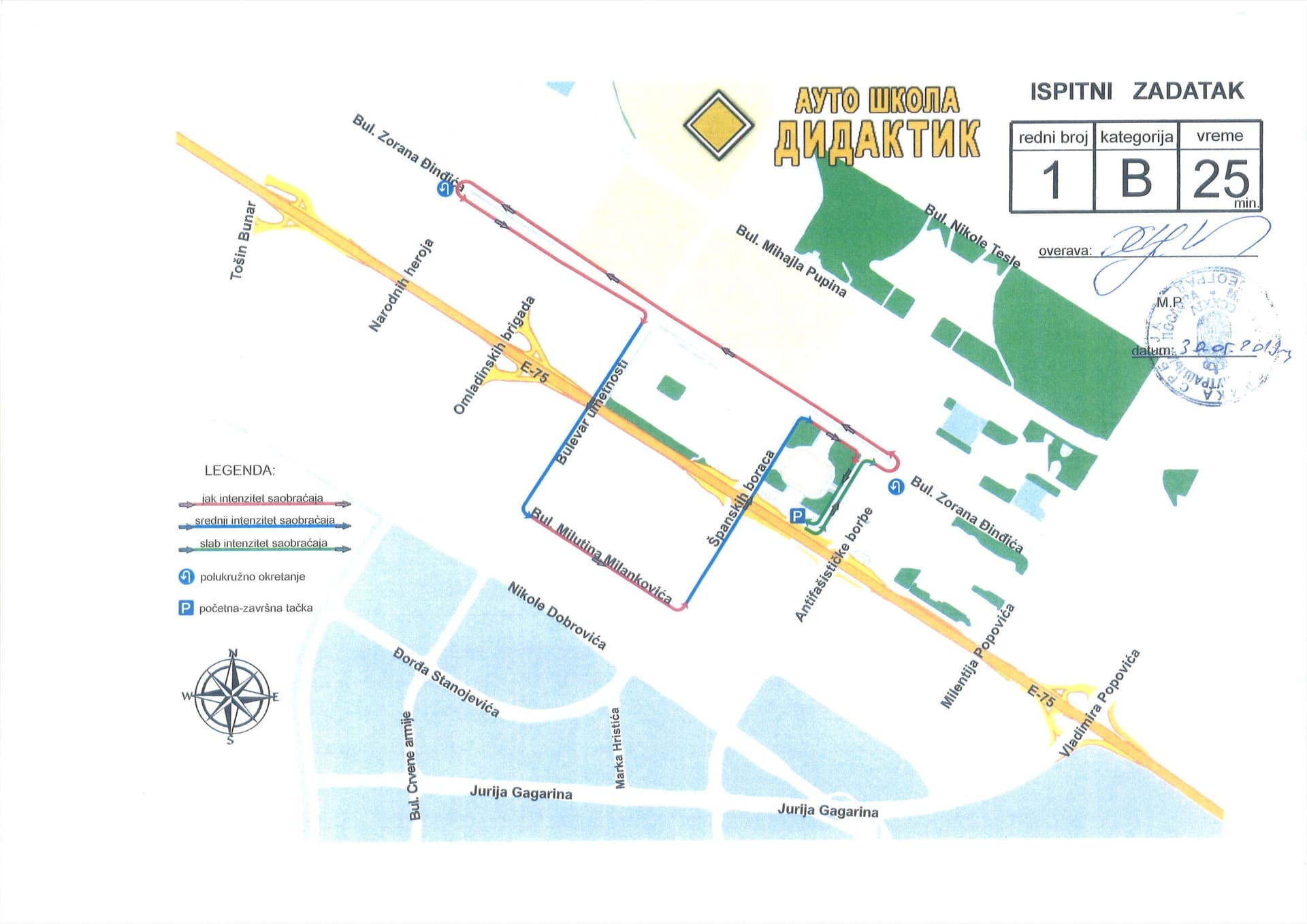 Ruta za polaganje vozačkog ispita B kategorije - mapa 10