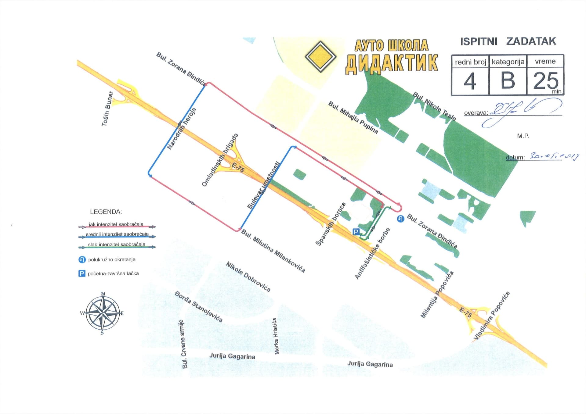 Ruta za polaganje vozačkog ispita B kategorije - mapa 13