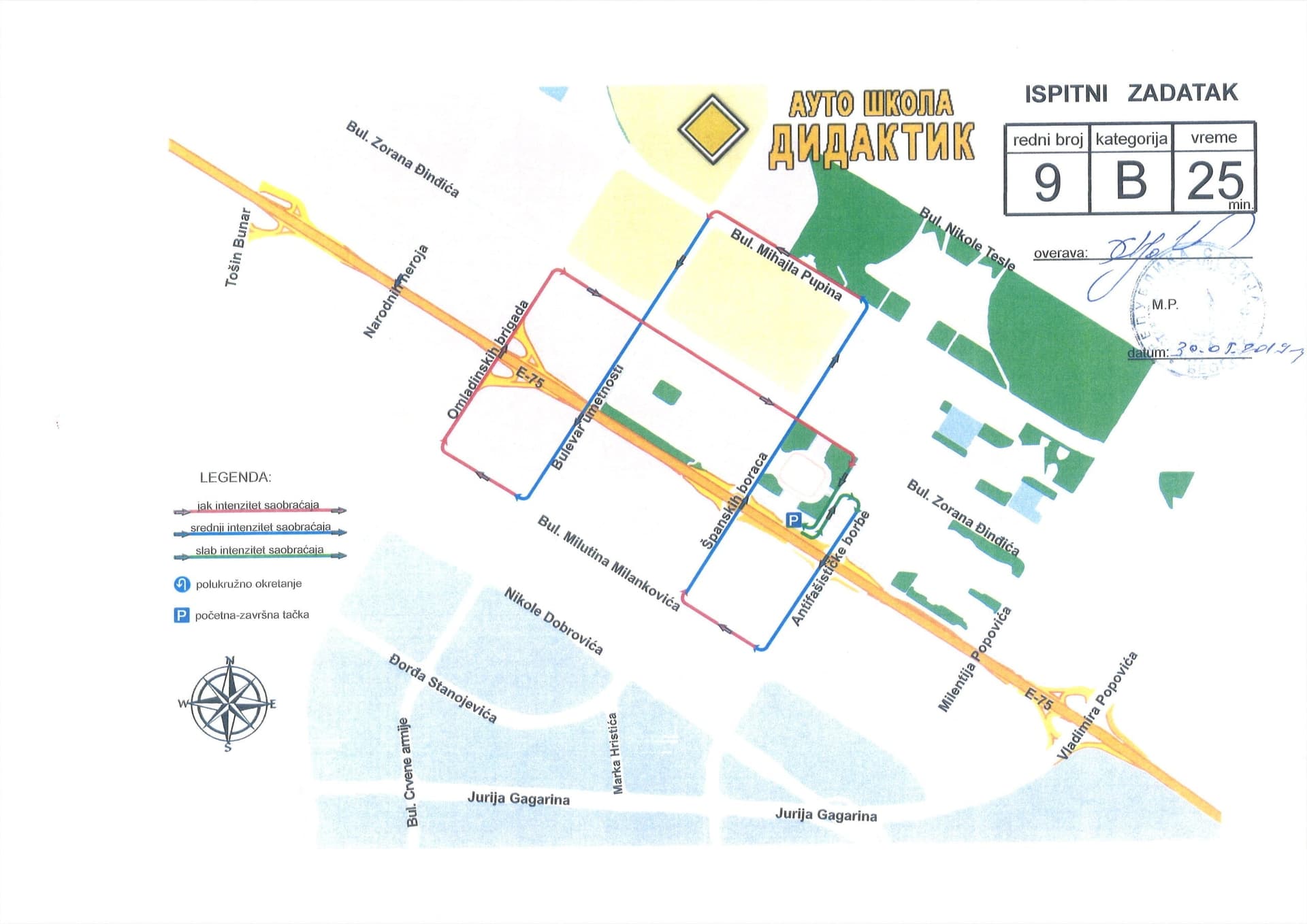 Ruta za polaganje vozačkog ispita B kategorije - mapa 3